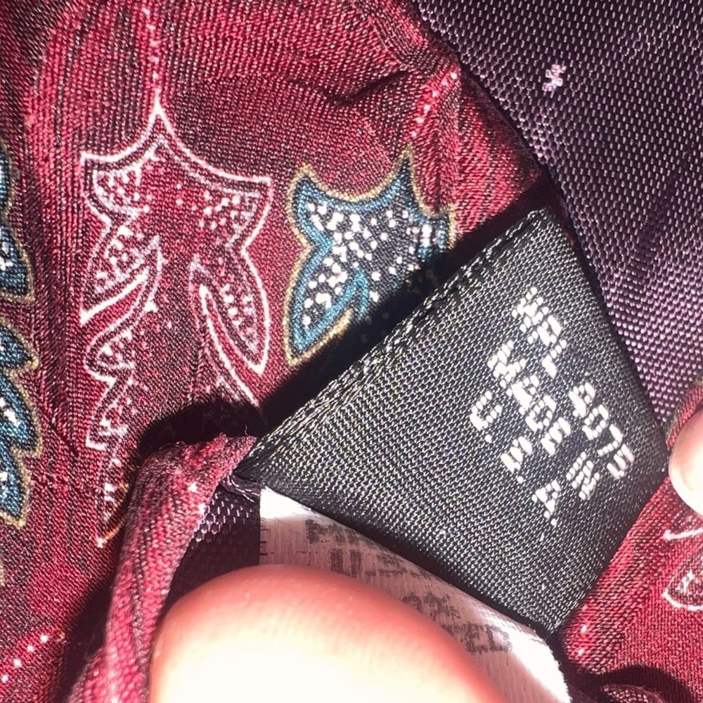 Oscar de la Renta Couture 100% Silk Red Grey Navy Green Paisley Abstract Tie Set - Picture 10 of 12